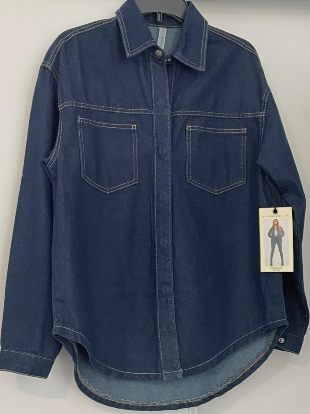 Ban Jara Dark Wash Blue Denim Jean Oversized Jacket Shirt Women’s XS